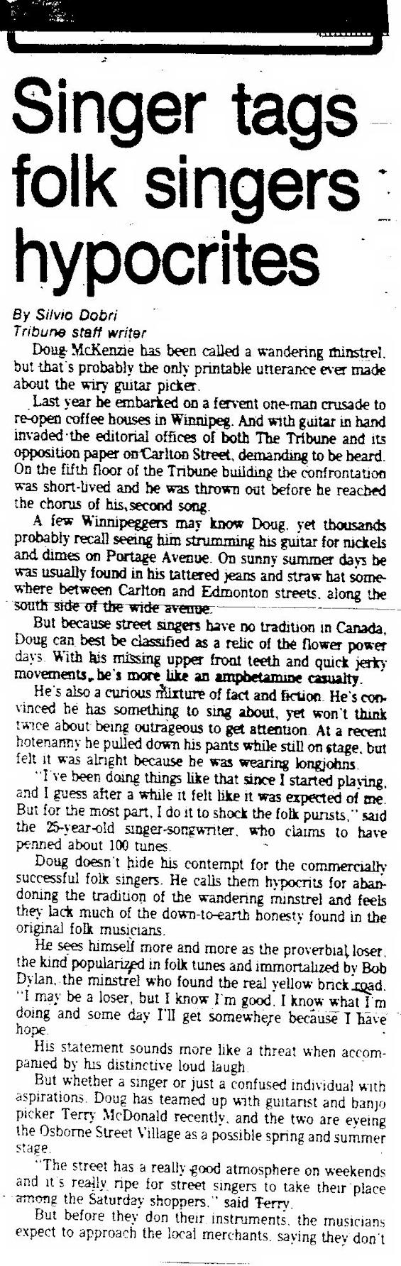 Winnipeg Tribune Article by Silvio
                              Dobri