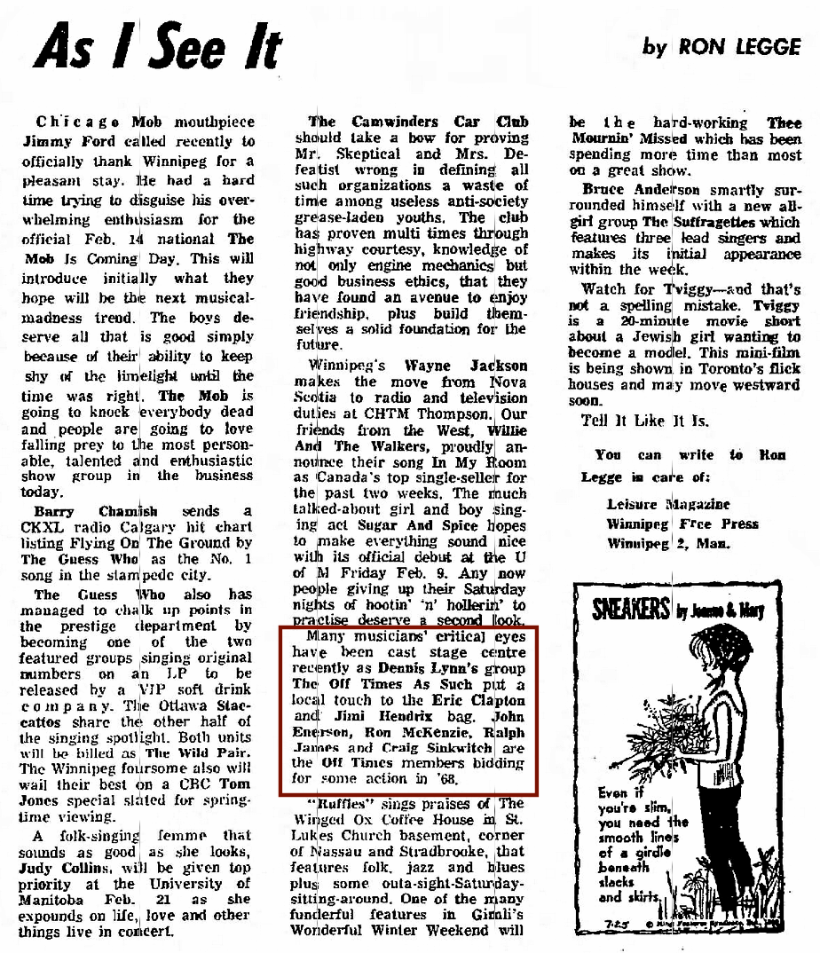 As I See It column
                              by Ron Legge January 27, 1968