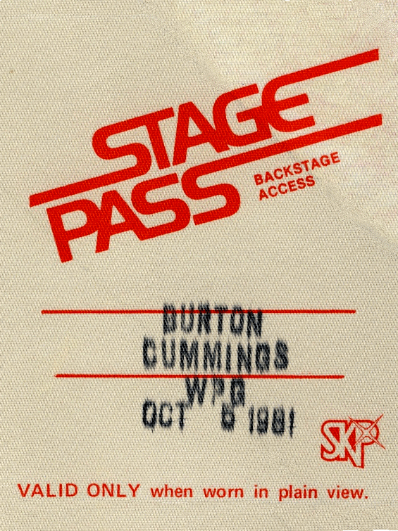 Burton Cummings in Winnipeg
                              October 5, 1981