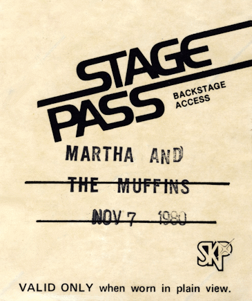 Martha & The Miffins November 7,
                              1980