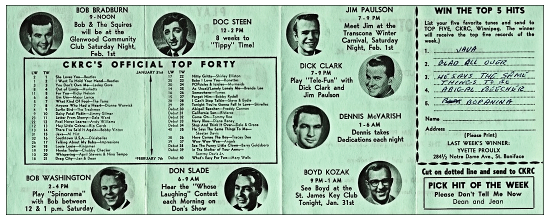 CKRC Top Forty Week Ending February
                              7, 1964